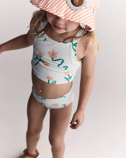 Toddler Girl Tankini in Floral Print - Light Green