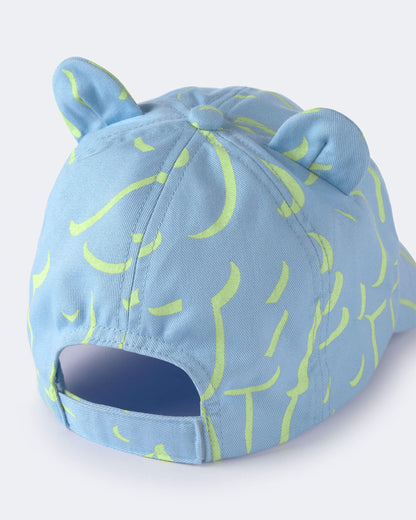 Toddler Baseball Hat with Ears in Abstract Print - Blue