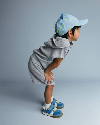 Toddler Baseball Hat with Ears in Abstract Print - Blue