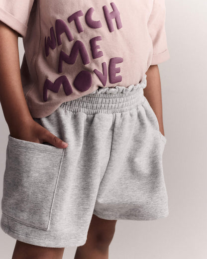 Toddler Girl Fleece Swing Shorts with Pockets - Heathered Grey
