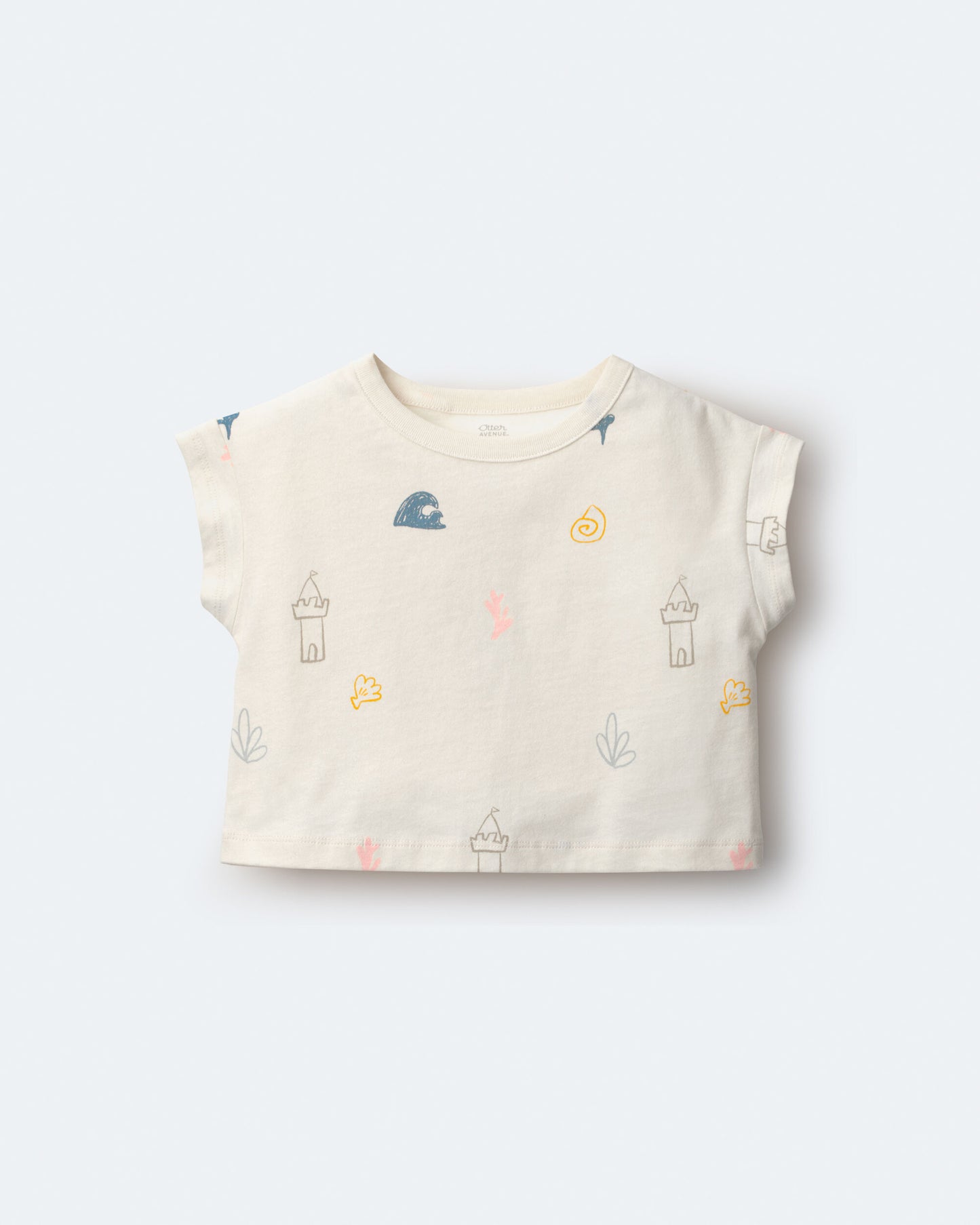 Toddler Girl Boxy Tee in Sandcastle Print - Cream