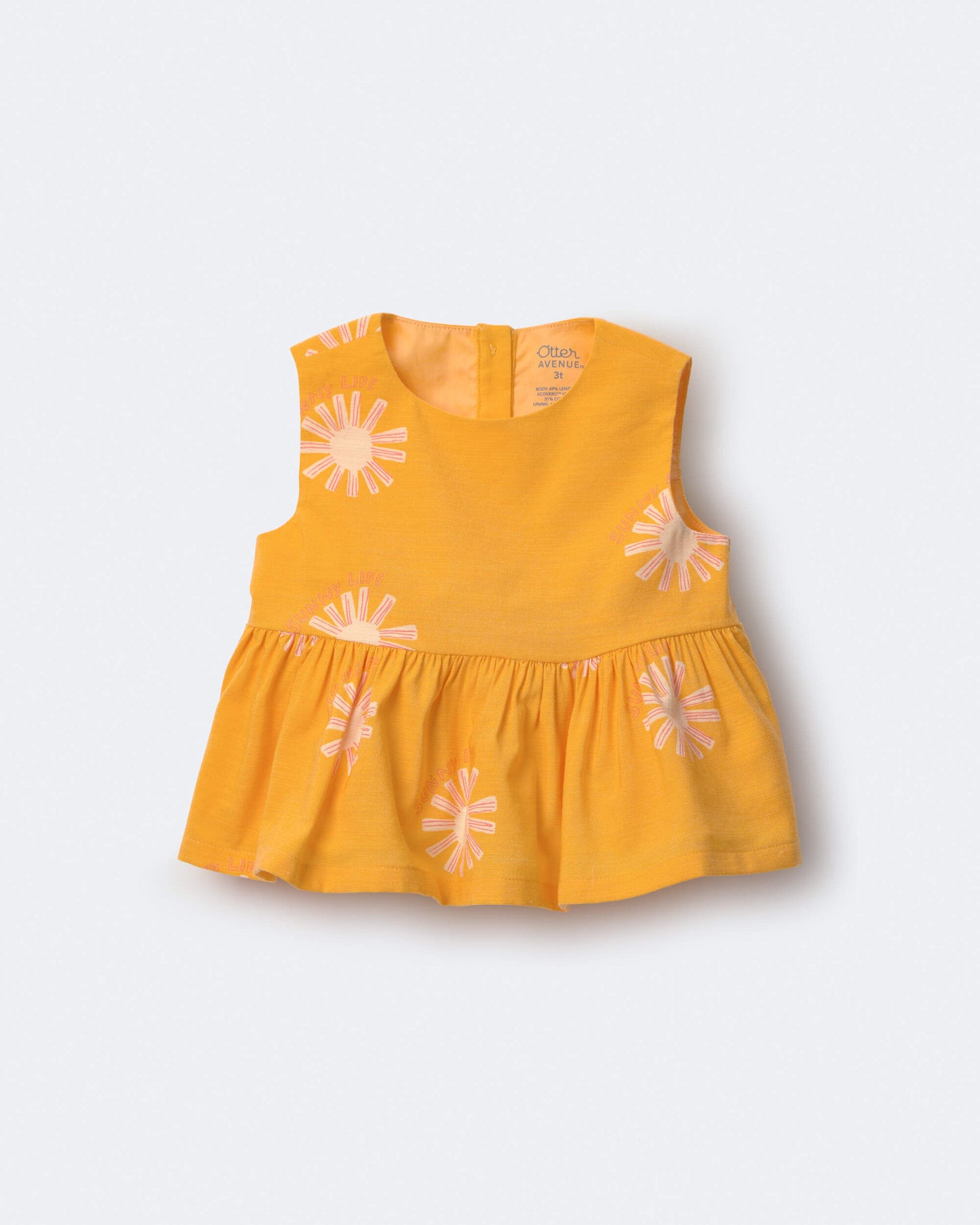Toddler Girl Peplum Top in Sunny Life Print - Golden Yellow