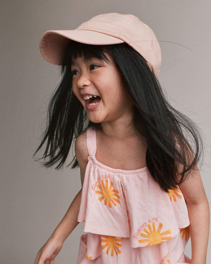 Toddler Girl Off Shoulder Flowy Top in Sunny Life Print - Light Pink