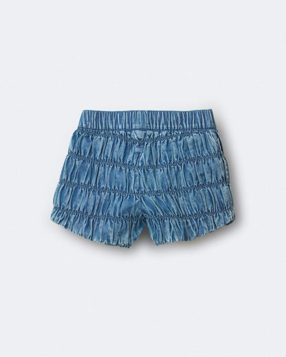 Toddler Girl Ruched Shorts in Chambray