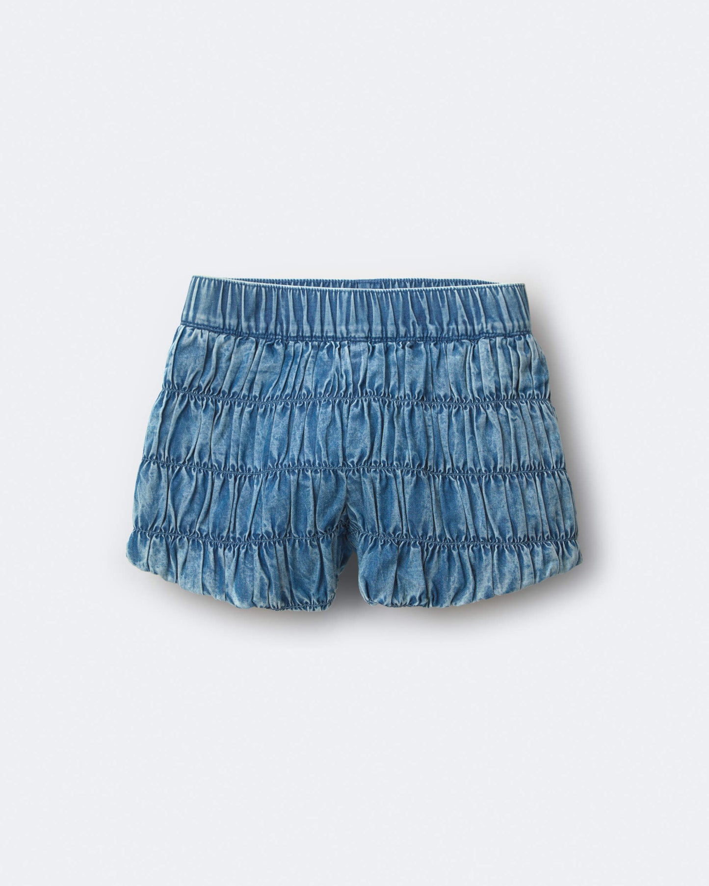 Toddler Girl Ruched Shorts in Chambray