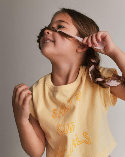 Toddler Girl 'Salty Sun Socials' Boxy Tee - Yellow
