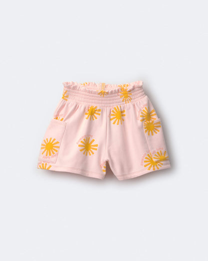 Toddler Girl Swing Shorts with Pockets in Sunny Life Print - Light Pink