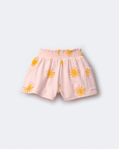 Toddler Girl Swing Shorts with Pockets in Sunny Life Print - Light Pink
