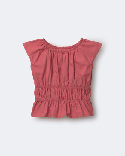 Toddler Girl Elastic Waist Peplum Top - Rose