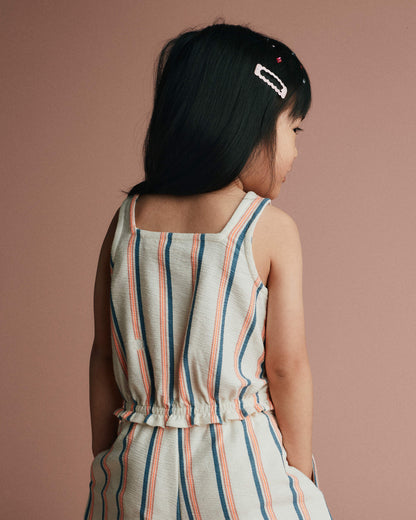 Toddler Girl Smocked Top in Stripes - Cream