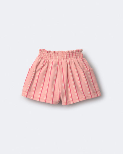 Toddler Girl Swing Shorts with Pockets in Stripes - Light Pink