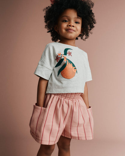 Toddler Girl Swing Shorts with Pockets in Stripes - Light Pink