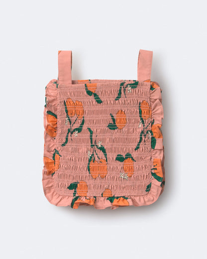 Toddler Girl Smocked Bib Top in Clementine Grove Print - Light Pink