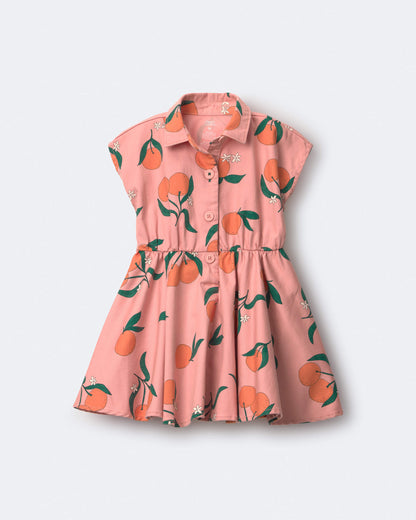 Toddler Girl Avenue Twirl™ Dress in Clementine Grove Print - Light Pink