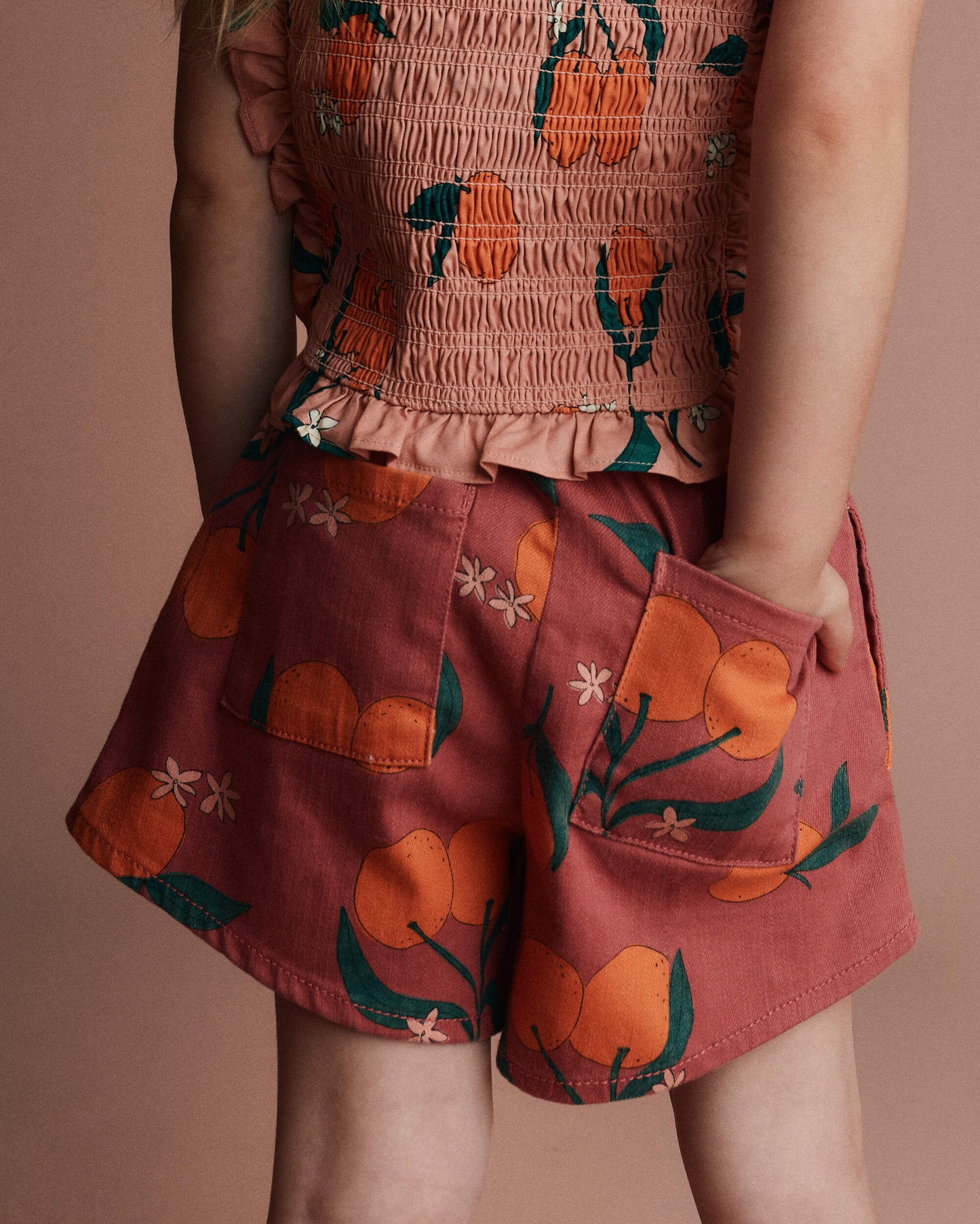 Toddler Girl A-Line Shorts in Clementine Grove Print - Rose