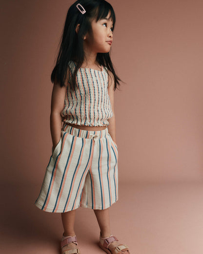 Toddler Girl Wide-Leg Capri Pant in Stripes - Cream