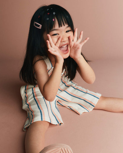 Toddler Girl Wide-Leg Capri Pant in Stripes - Cream
