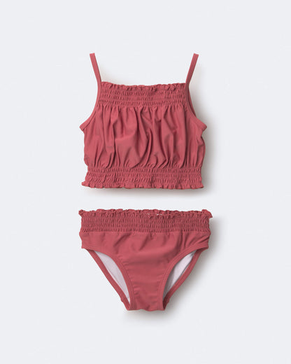 Toddler Girl Smocked Tankini Set - Rose