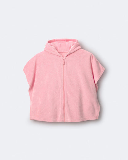 Toddler Girl French Terry Hooded Poncho Towel - Light Pink