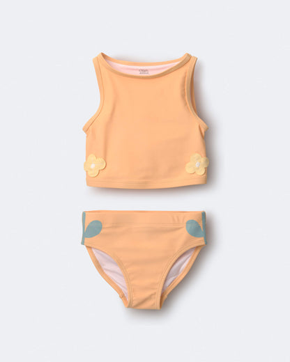 Toddler Girl Floral Tankini Set - Orange