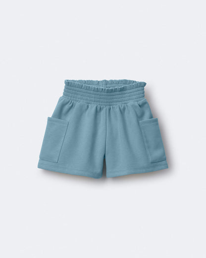 Toddler Girl Swing Shorts with Pockets - Light Blue