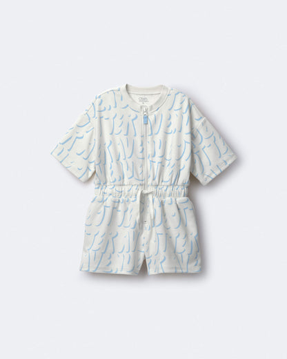 Toddler Girl Flowy Romper in Otter Avenue Print - Cream
