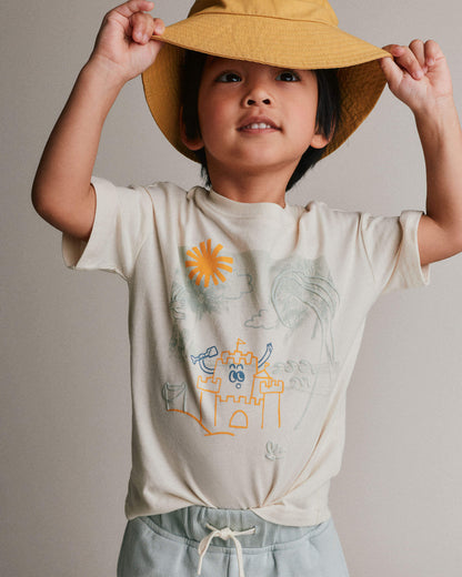 Toddler Relaxed Graphic Tee in Beach Print - Cream