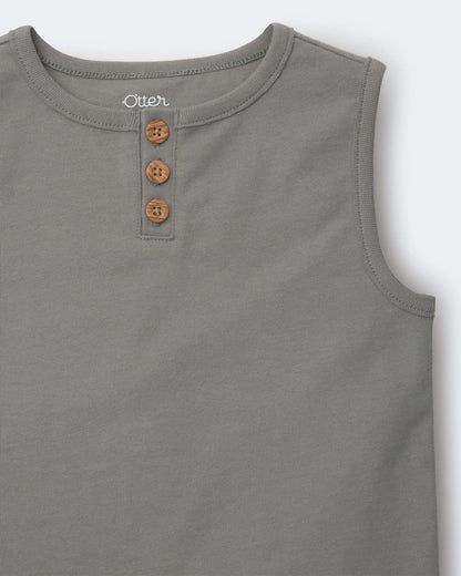 Toddler Boy Henley Tank - Grey
