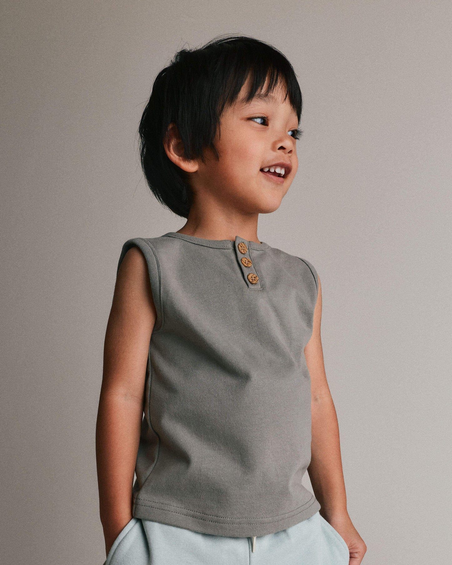 Toddler Boy Henley Tank - Grey