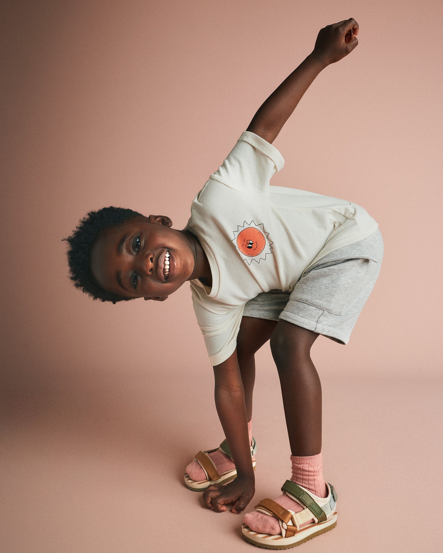 Toddler 'Funny Sunny' Rolled Cuff Tee - Cream