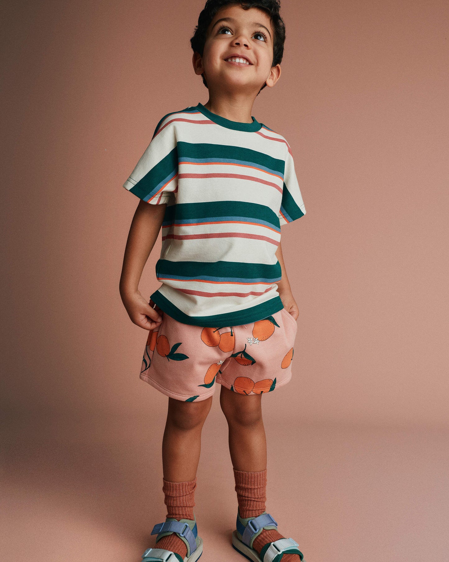 Toddler City Park™ Shorts in Clementine Grove Print - Light Pink