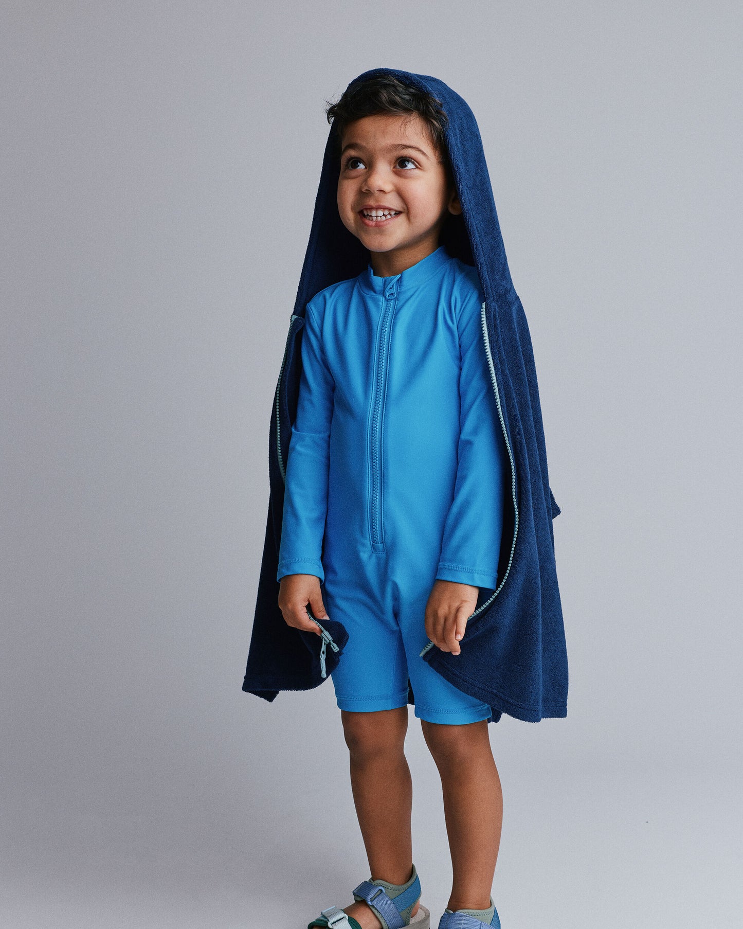 Toddler French-Terry Hooded Poncho Towel - Navy