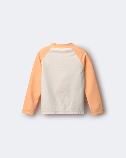 Toddler Boy Full-Zip Long-Sleeve Rashguard - Orange/Cream