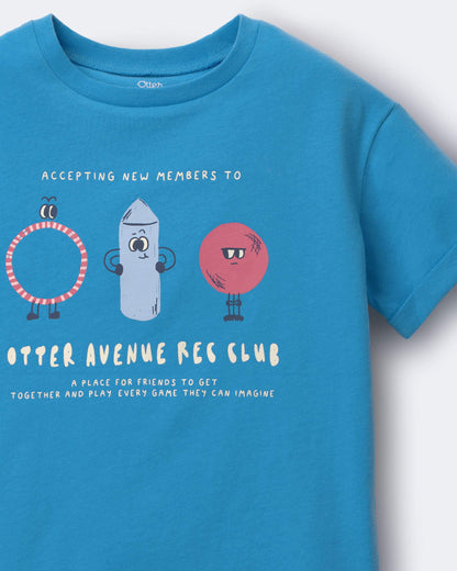 Toddler 'Recreation Club' Rolled Cuff Tee - Blue