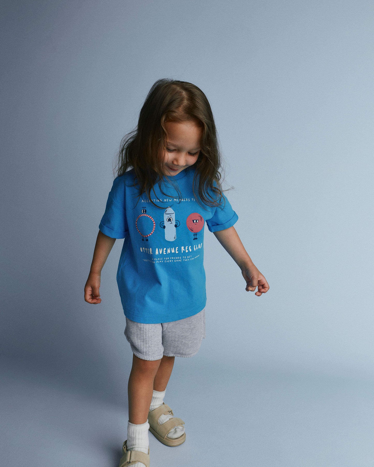Toddler 'Recreation Club' Rolled Cuff Tee - Blue