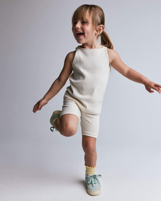 Toddler Girl Ribbed Playtime Tank Top - Cream