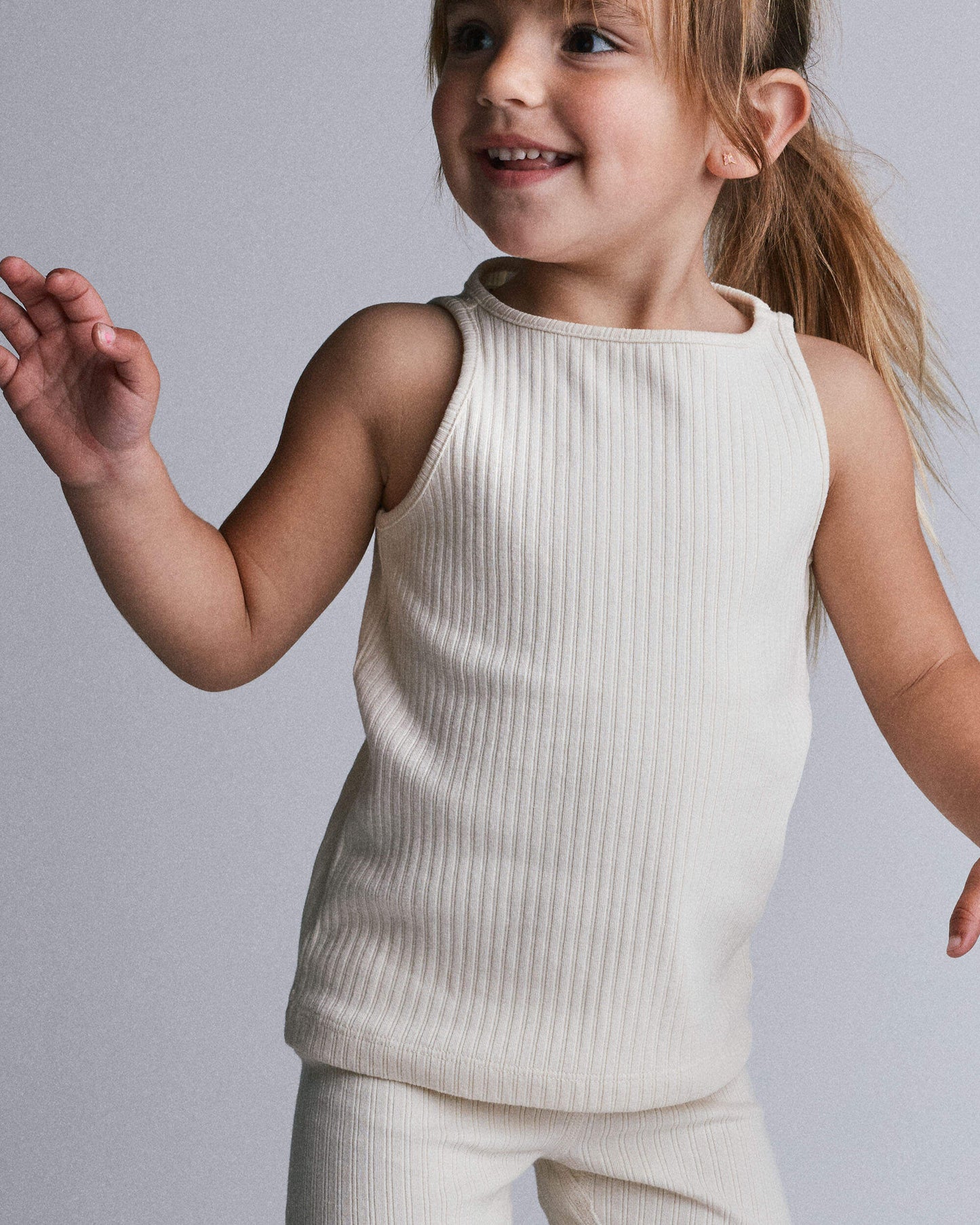 Toddler Girl Ribbed Playtime Tank Top - Cream