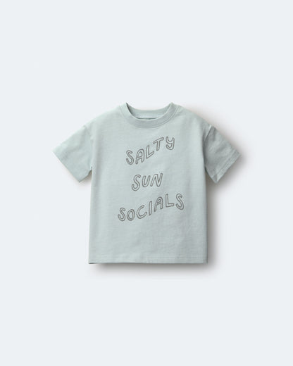 Toddler 'Salty Sun Socials' Premium Relaxed Graphic Tee - Light Blue