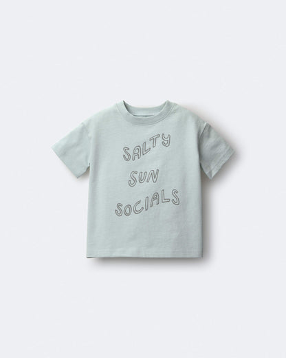 Toddler 'Salty Sun Socials' Premium Relaxed Graphic Tee - Light Blue