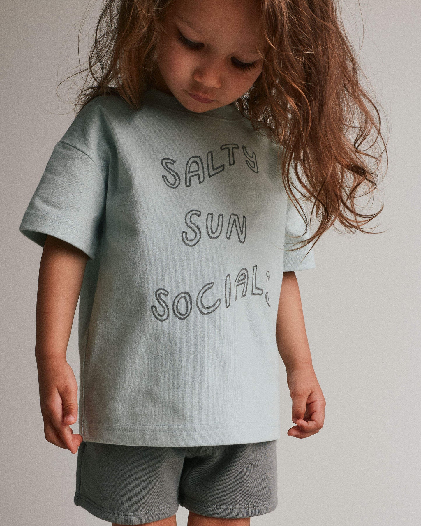 Toddler 'Salty Sun Socials' Premium Relaxed Graphic Tee - Light Blue