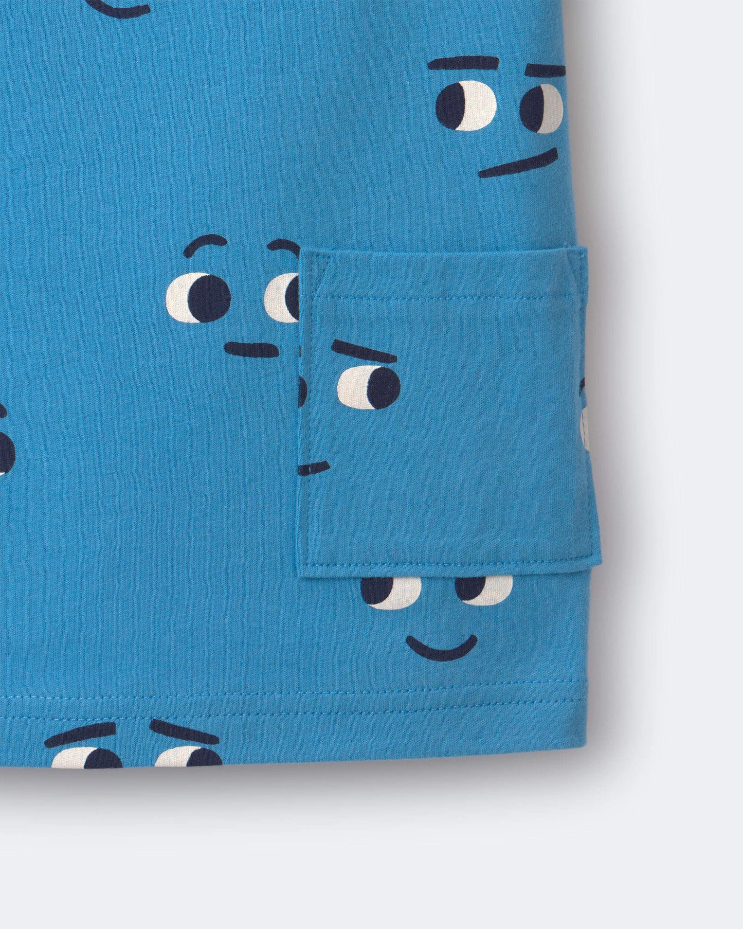 Toddler Otter Pocket Tee in Face Print - Blue