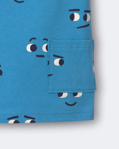 Toddler Otter Pocket Tee in Face Print - Blue