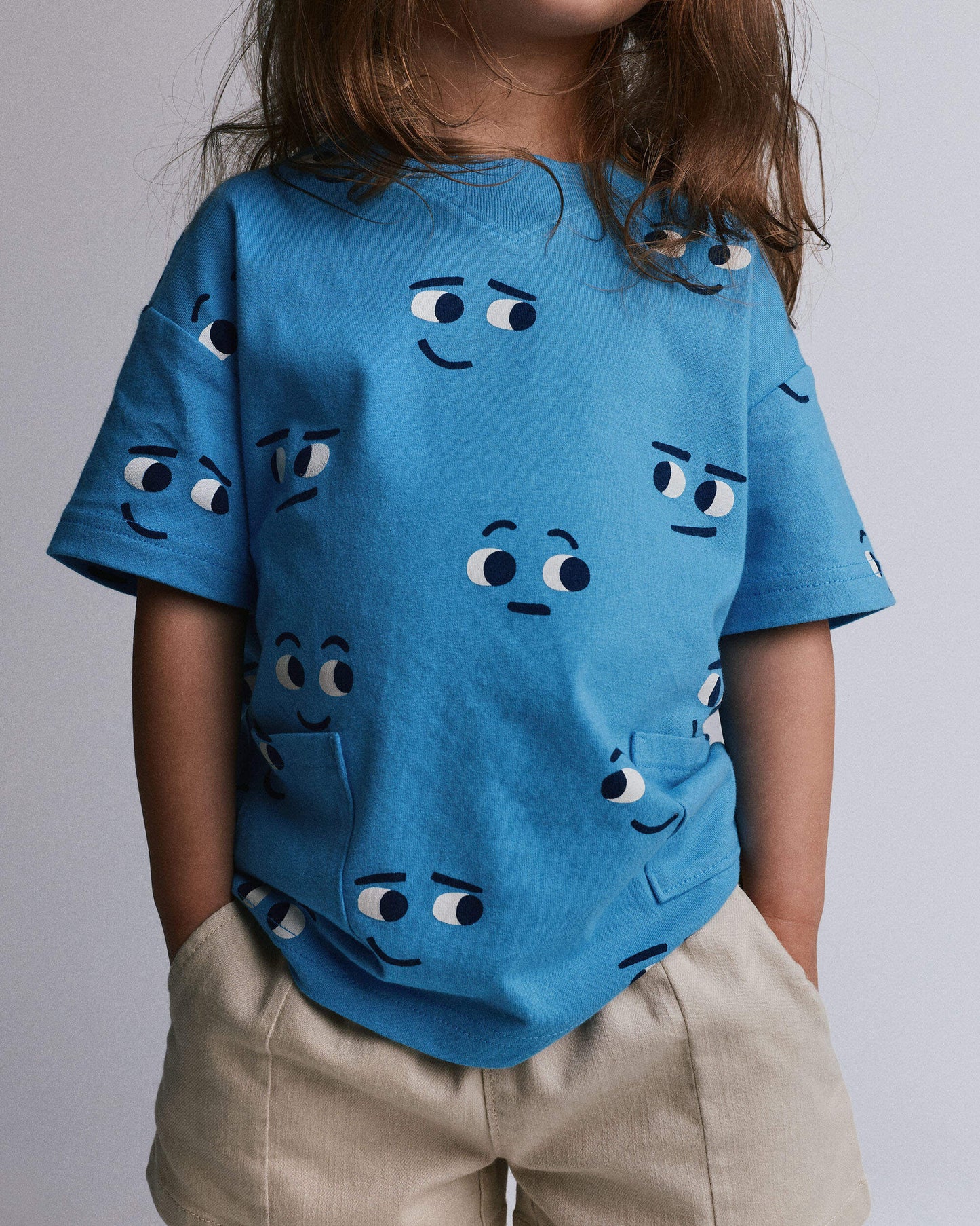Toddler Otter Pocket Tee in Face Print - Blue