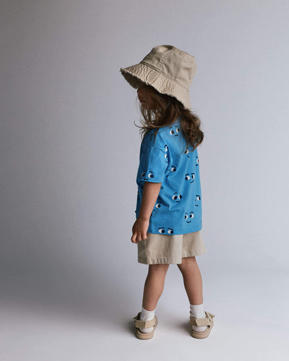 Toddler Otter Pocket Tee in Face Print - Blue