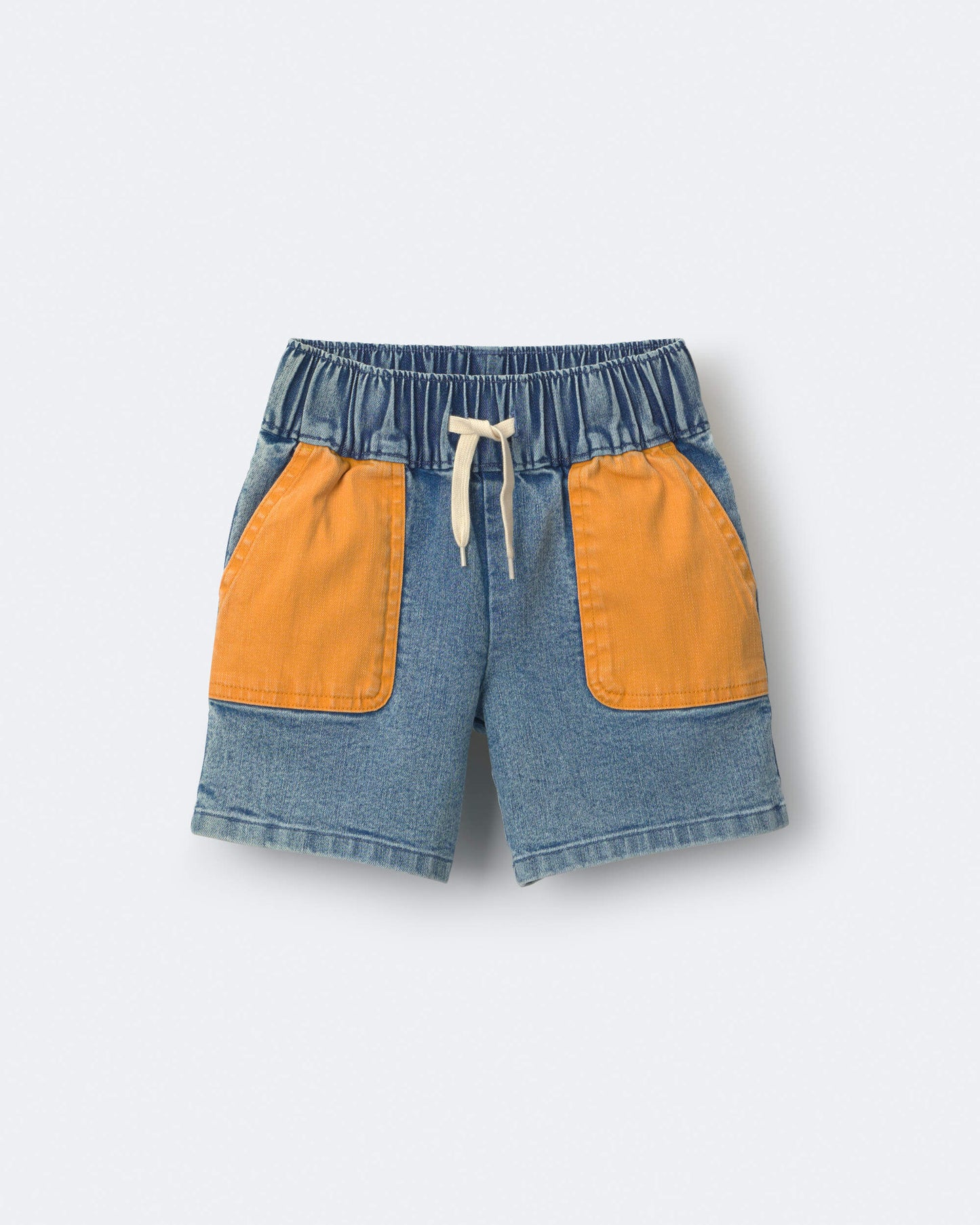 Toddler Colorblock Long-Line Shorts in Denim