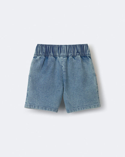 Toddler Colorblock Long-Line Shorts in Denim