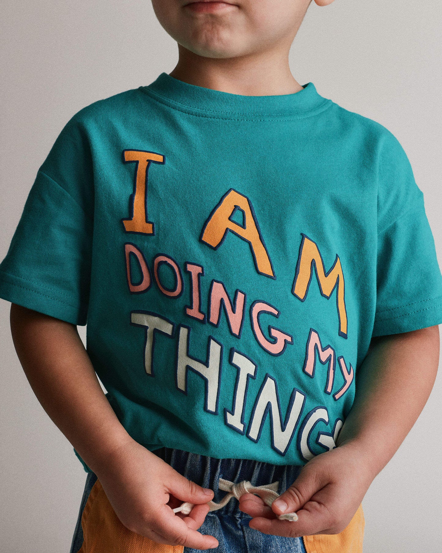 Toddler 'I Am Doing My Things' Relaxed  Graphic Tee - Teal