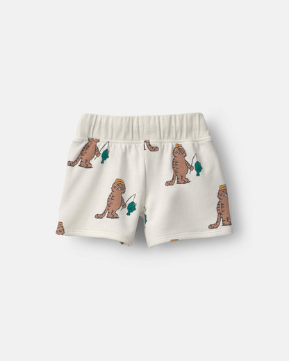 Toddler City Park™ Short in Fishing Tiger Print - Cream