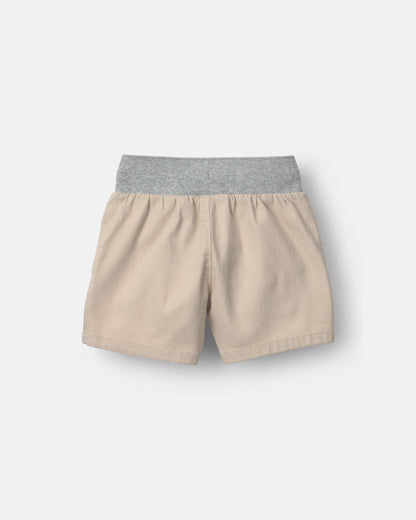 Toddler Boy Long-Line Shorts - Tan