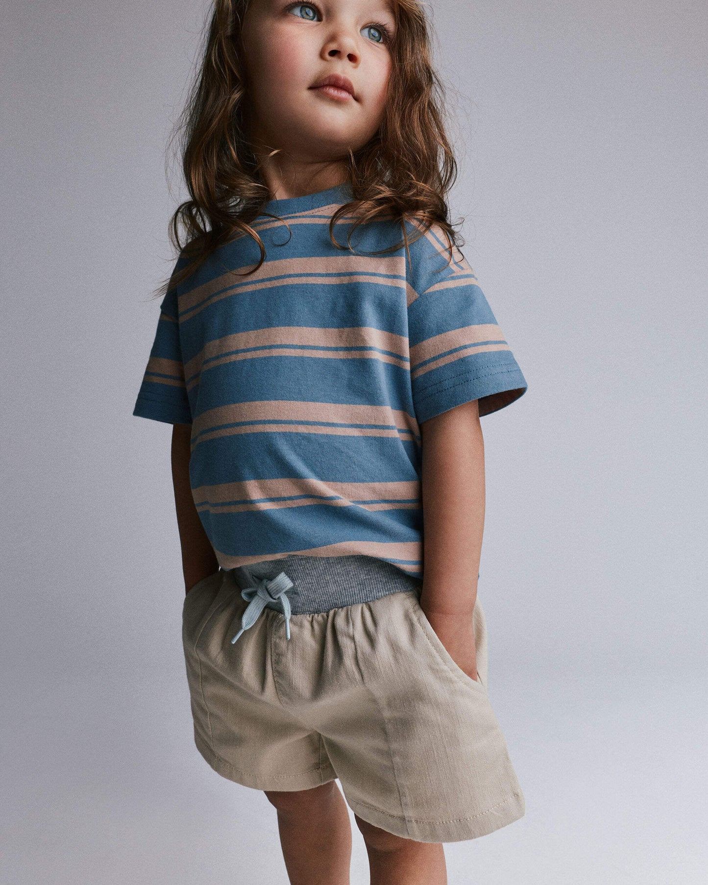 Toddler Boy Long-Line Shorts - Tan